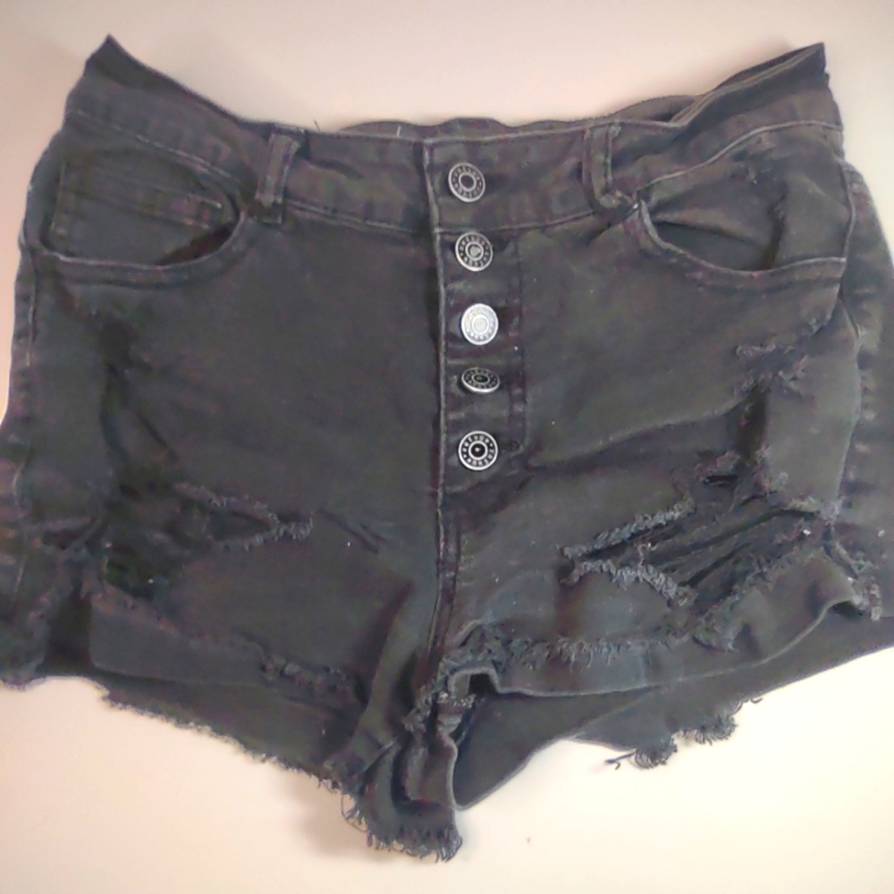 6 Distressed Black Denim Shorts